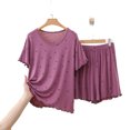thumbnail image 7 of Asxite Pajamas for Women Set Star Print Crew Neck Short Sleeve Ruffle Top Elastic Waist Shorts Sleepwear, 7 of 7