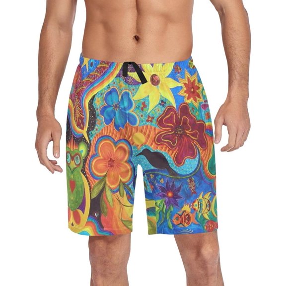 GZHJMY Owl Pajama Pants Short for Men, Lounge Pants Lightweight Men Pajama Bottoms with Drawstring Pockets, Christmas New Year Birthday Gifts, Medium