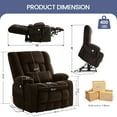 thumbnail image 3 of Oversized Power Lift Recliner Chair for Adults with Massage and Heat, Infinite Position Lay Flat Lift Chair for Elderly/Seniors, One-Touch Reset, USB&Type-C, Cup Holders, Lumbar Pillow, Brown, 3 of 10