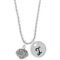 thumbnail image 1 of Delight Jewelry Silvertone Large Angled Rope Spinner Silvertone Script Initial Disc - I - Charm Necklace, 20"+3", 1 of 4
