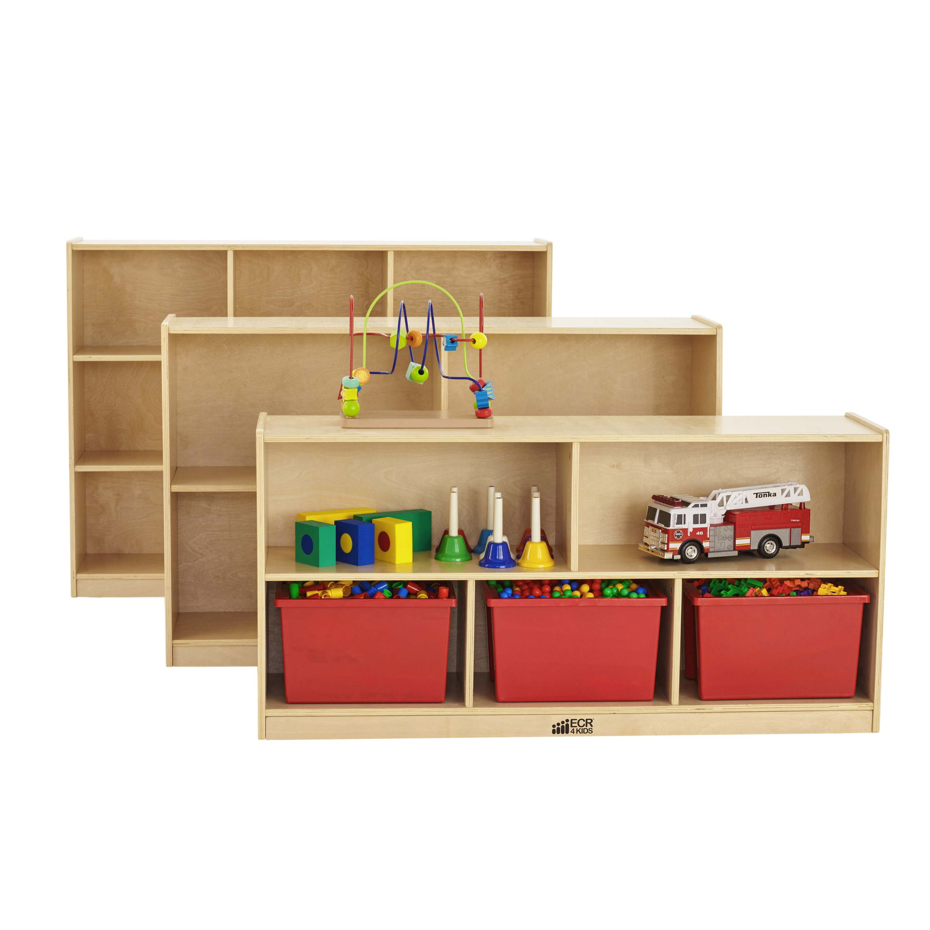 ECR4Kids 5-Compartment Mobile Storage Cabinet, 30in, Classroom Furniture, Natural - image 3 of 11