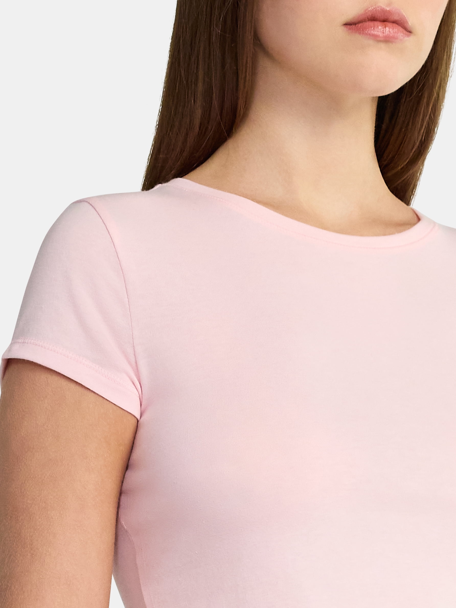No Boundaries Crew Neck Tee with Short Sleeves, 1 or 3-Pack, Women’s Sizes XXS-XXL