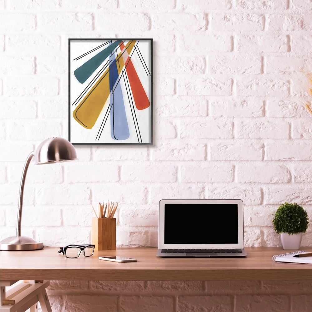 Stupell Industries Abstract Color Rays Yellow Blue Red Design Framed Wall Art by Daphne Polselli
