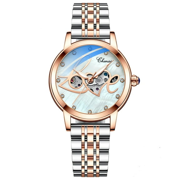 Women's Sapphire Watches Automatic Mechanical Gold Bracelet Ladies Skeleton Wrist Watch