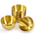 thumbnail image 1 of Paquete de 10 platos para salsa de acero inoxidable de 3,3 pulgadas, platillos individuales, cuencos redondos para condimentos, cuencos para mojar sushi, dorados, 1 of 3