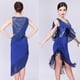 thumbnail image 1 of Vestidos de baile latino Soledad con cuello en flecos Azul L, 1 of 10