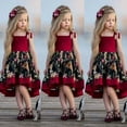 thumbnail image 1 of Robe à Bretelles pour Bébé Fille Robe de Fête Princesse Fleurs Robe d'Été Ensemble Rouge, 1 of 3