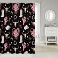 thumbnail image 2 of Manfei Kawaii Cowgirl Skull Shower Curtain 72Wx72L,Cute Bow Flowers Bathroom Curtain,Black Pink, 2 of 6