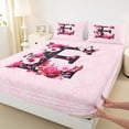 thumbnail image 4 of Erosebridal Kid Initial E Letter Bed Sheets, Pink Flower Butterfly King Sheets, 4 Pieces, 4 of 5
