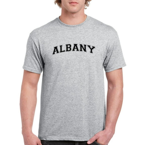 Albany Text Men T-Shirt, Male XX-Large