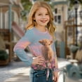 thumbnail image 3 of Xoenoiee Highland Cattle Flower Print Girls Casual Long Sleeve T-Shirt Fall Blouse for Girls Front Tie Tee Tops Round Neck Pullover Sweatshirt, 5-6 Year, 3 of 7