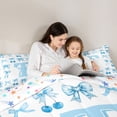 thumbnail image 4 of Castle Fairy Blue Cherry Bow Letter T Full Size Comforter Sets 3 Pieces for Girls,Fruit Bowknot Bedding Sets, 4 of 6