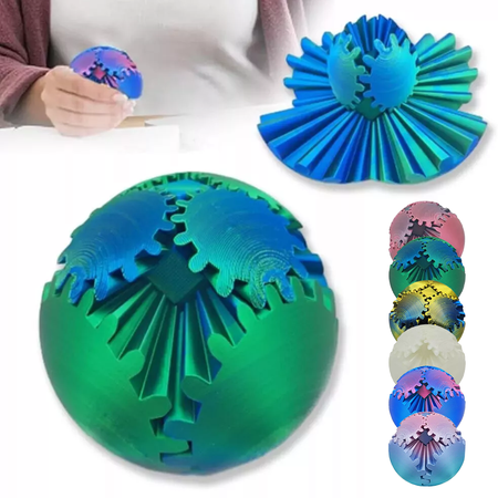 Gear Ball,GearSphere 3D Printed Gear Ball Spin Ball or Cube Fidget Toy,The Steampunk Whirling Gear Ball Wonder Fidget for Relaxing