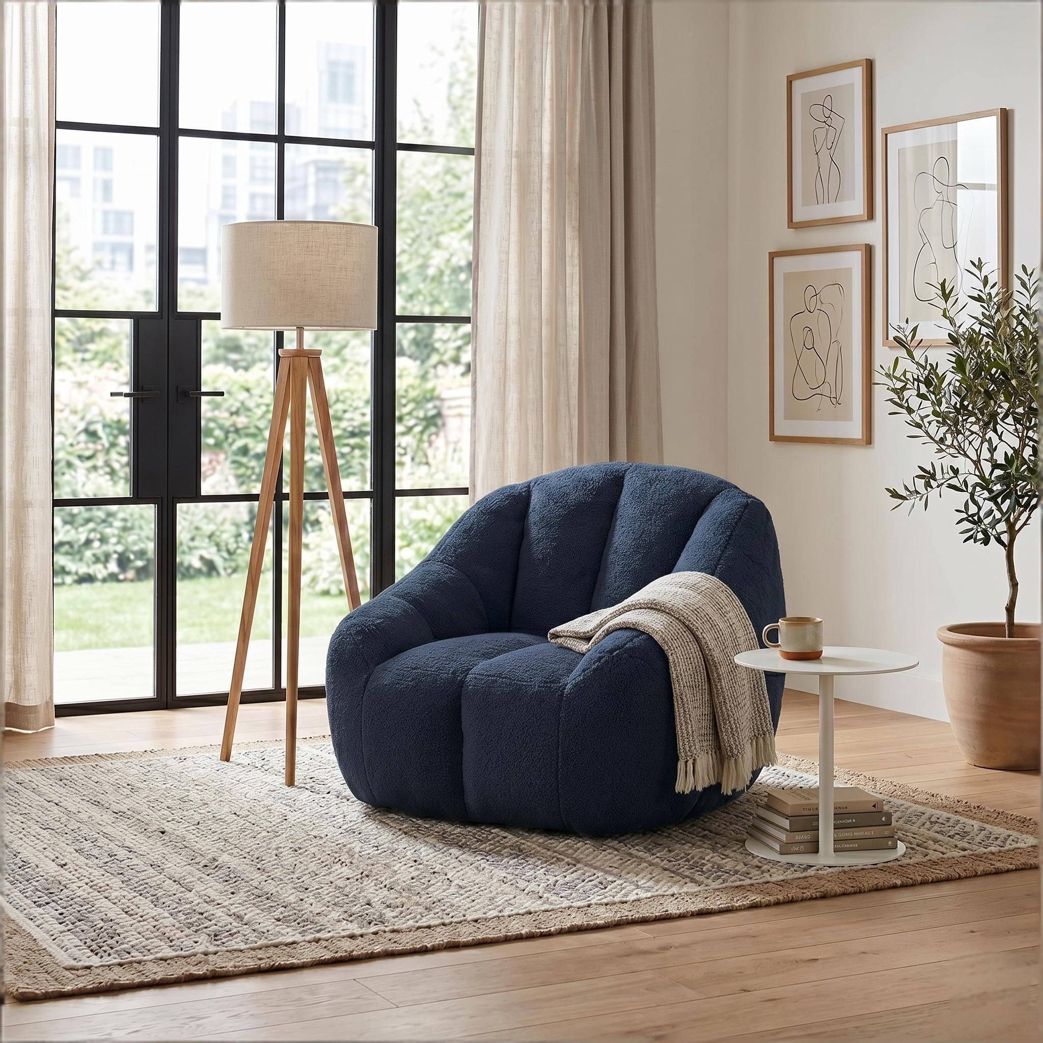 Howcool Bean Bag Chair with Filler, Memory Foam Tufted Fluffy Lazy Sofa for Living Room Dorm Apartment