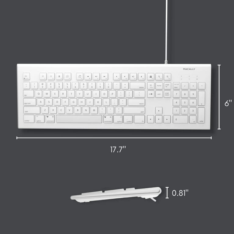 Macally Full Size USB Wired Keyboard for Mac and PC - Plug & Play