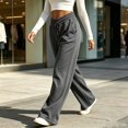 thumbnail image 4 of Women's High Waist Drawstring Wide Leg Sweatpants with Pockets Summer Loose Casual Lounge Trousers, 4 of 7
