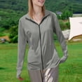thumbnail image 2 of Htigea UV Protection Clothing Womens Sun Jackets Full Zip Long Sleeve Hoodies UPF 50+ Rash Guard Shirts Thumb Holes Running Hiking Athletic Tops with Pockets Dark Gray,M, 2 of 9