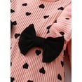thumbnail image 4 of Newborn Baby Girl Long Sleeve Heart Shaped Ruffle Romper and Headband Outfit Set Pink, 4 of 6