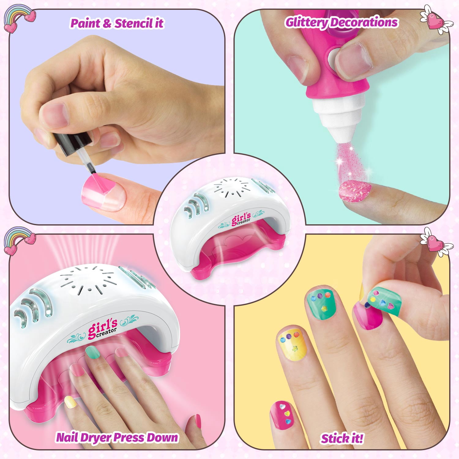 Beefunni Kids Nail Polish Set, Nail Art Kit for Girls Age 7-12 with Nail Dryer, Nail Kit Kids, Birthday Gift for Kids 3-12 Years Old
