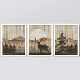 thumbnail image 4 of PixonSign Framed Canvas Print Wall Art Set - Moose Deer Sunset Mountain Forest Art - Set of 3 Animal Landscape Modern Art Geometric Abstract Rustic Wall Décor - 12"x16"x3 Panels White, 4 of 5