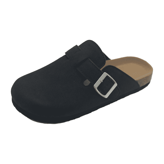 Sweechee Women's Cork Clogs with Arch Support, Closed Toe Slip On Shoes with Soft Footbed,Size 7,Black