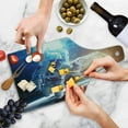 thumbnail image 4 of Outer Space Cutting Board, Spaceman in the Galaxy in Front of Nebula Gas Cloud Interstellar Art Print, Tempered Glass Cutting and Serving Board, Wine Bottle Shape, Blue Yellow, by Ambesonne, 4 of 5