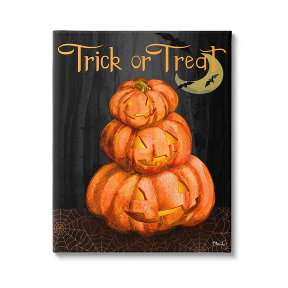 Stupell Industries Trick Or Treat Halloween Jack-o-Lantern Graphic Art Gallery Wrapped Canvas Print Wall Art, Design by Paul Brent