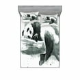 thumbnail image 2 of Ambesonne Black and White Fitted Sheet & Pillow Sham Set, Sleeping Panda, Twin, Black White, 2 of 3