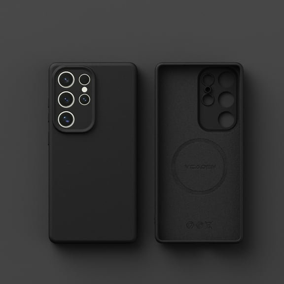 Silicone Magnetic [Compatible with MagSafe] Designed for Samsung Galaxy S25 Ultra Case, Luxury Lightweight Slim Fit Soft Skin Friendly Phone Cover for Women Men for Galaxy S25 Ultra - Black