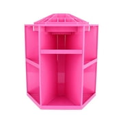 360 Rotating DIY Large Capacity Versatile Storage Box for Cosmetic, Brushes, Lipstick, Essential Oils Organization Space, Pink