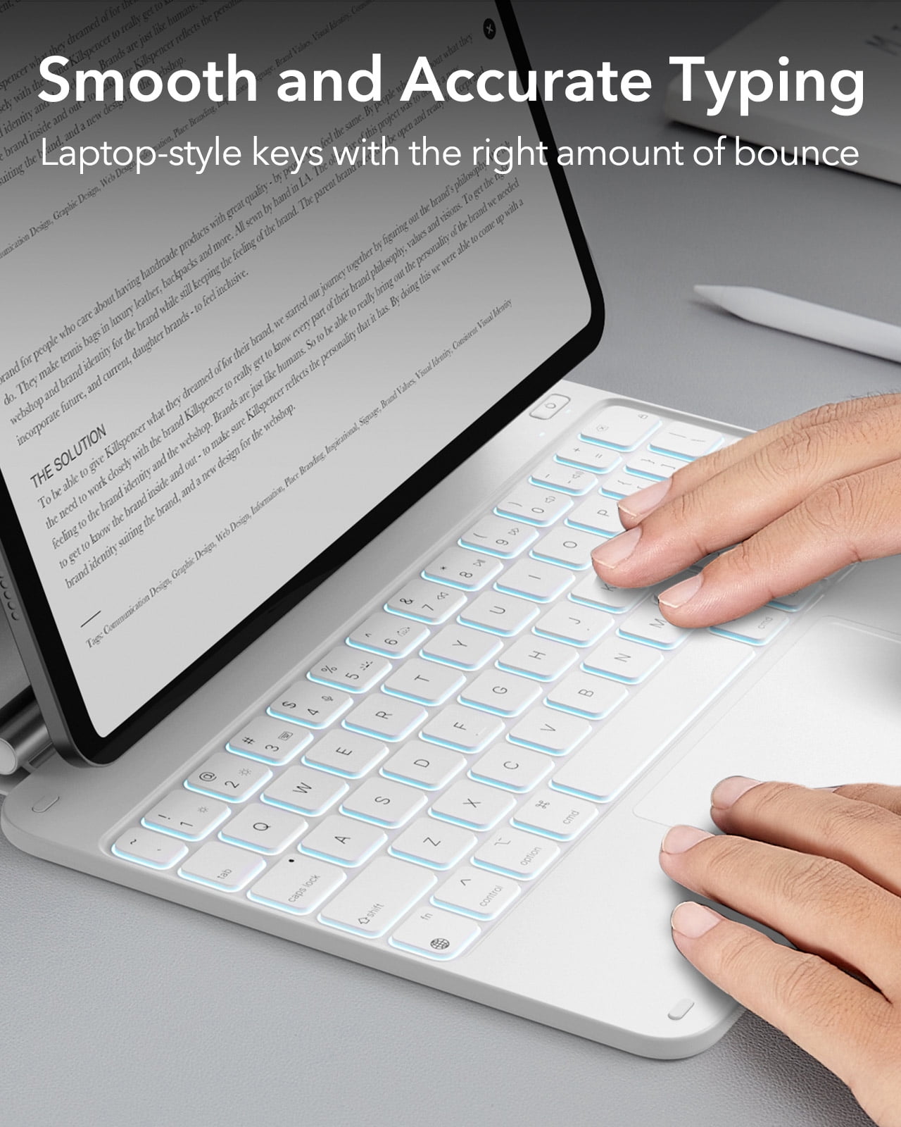 ESR Keyboard Case Compatible with iPad Air 11" M4/M3/M2 (2026/2025/2024) & iPad Pro 11/Air 5th/4th Gen, Floating Stand & Multi-Touch Trackpad, White