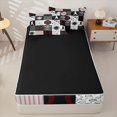thumbnail image 4 of Homewish Baseball Lover Zipper Twin Comforter Sets with Fitted Sheet and 2 Pillowcases, Gray Patchwork Zipper Bedding Set for Men and Women, Black Reversible, 4 Pieces, 4 of 6