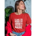 thumbnail image 2 of I Like To Party  And By Party I Mean Watch Anime Women Red T-Shirt, Female Large, 2 of 4