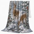 thumbnail image 2 of Winter Wildlife Deer Cardinals Snowy Forest Christmas, Peaceful Mountain Lake Scene, Warm Flannel Blanket for Cabin and Lodge, Outdoor Lovers Friendship Gift, Artistic Home Decor, 2 of 9
