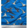 thumbnail image 1 of Soimoi Blue Poly Georgette Fabric Flying Woodpecker Bird Print Fabric by the Yard 42 Inch Wide, 1 of 1