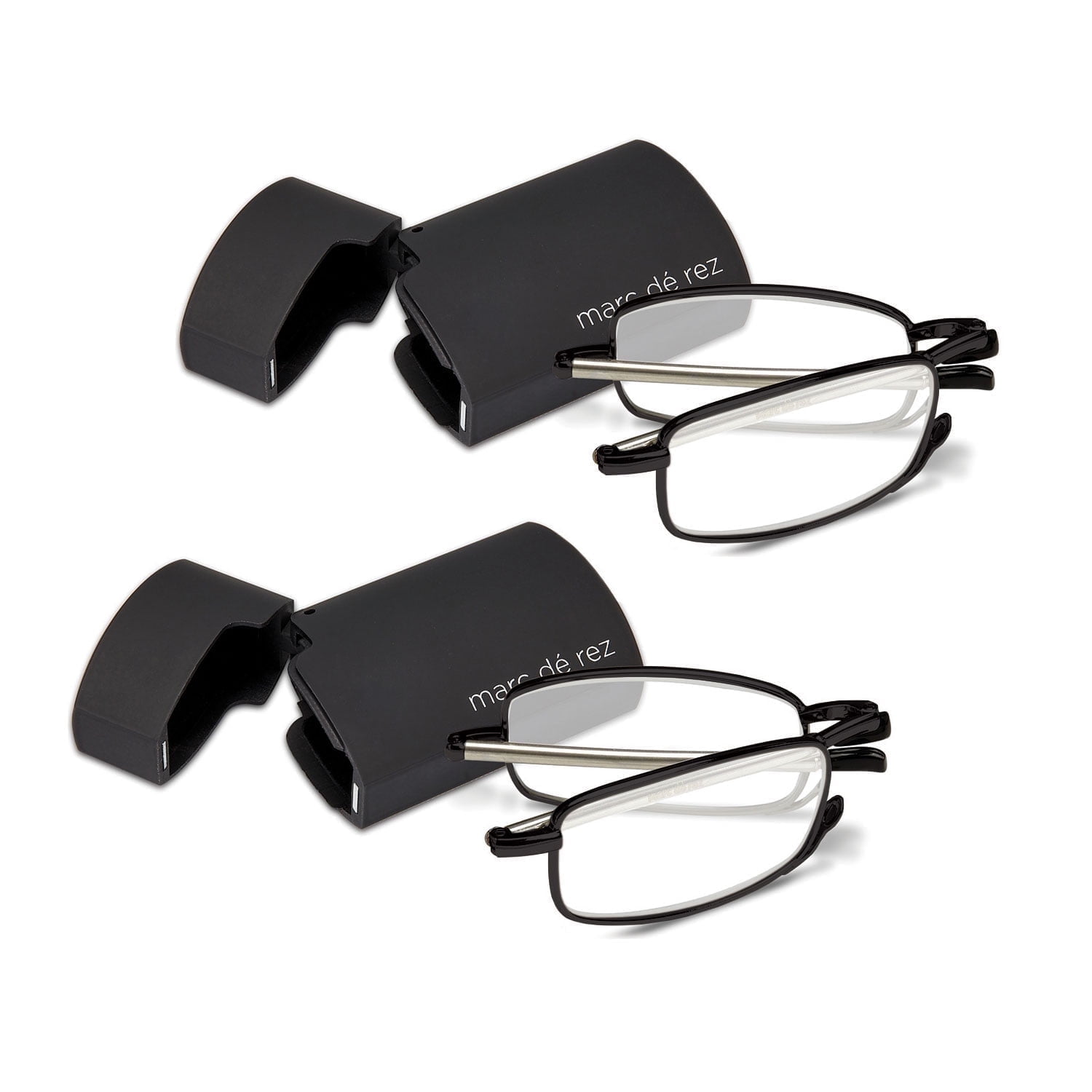 OPTIPAK Hard Case Folding Reading Glasses – Pocket Wallet Purse Compact Spring Hinge Readers for Men & Women – Lightweight Foldable Eyeglasses (Pack of 2)