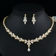 thumbnail image 2 of Luxury CZ Costume Necklace Earrings Set for Wedding Brides Gold Plated Jewelry, 2 of 9