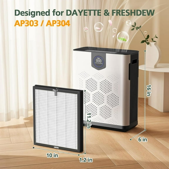 AP303 AP304 Replacement Filters, Compatible with  AP303/304 Air Purifier, and for  AP303 AP304 Purifier, HEPA Filter with 3 Stage Filtration, 4 Pack (Standard-White)