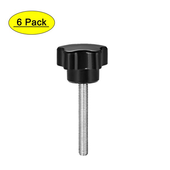 Unique Bargains 6 Pcs Star Knobs Grips M6 x 35mm Male Thread Steel Zinc Stud Replacement PP