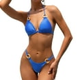 thumbnail image 6 of WREESH Womens Two Piece Swimsuit Metal Ring Bikini Set Halter New Swimsuit Printed Bikini Swimsuit Beach Bathing Suit Sky Blue, 6 of 9