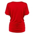 thumbnail image 3 of Made by Johnny V Neck Short Sleeve Dolman Top with Side Shirring XXXXXL RED, 3 of 6