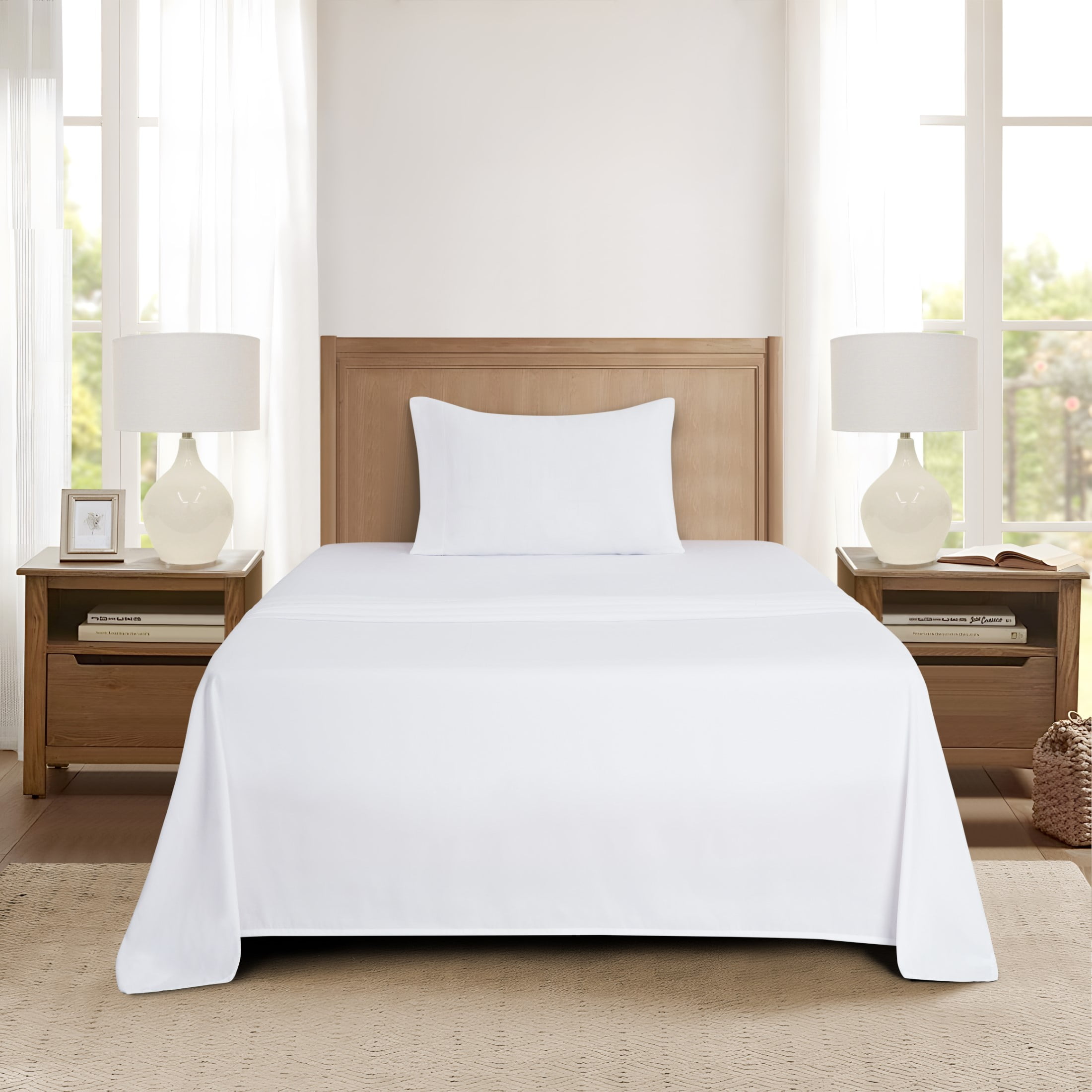 Mainstays Super Soft Brushed Microfiber Bed Sheet Set, Arctic White, Twin-XL, 3 Piece