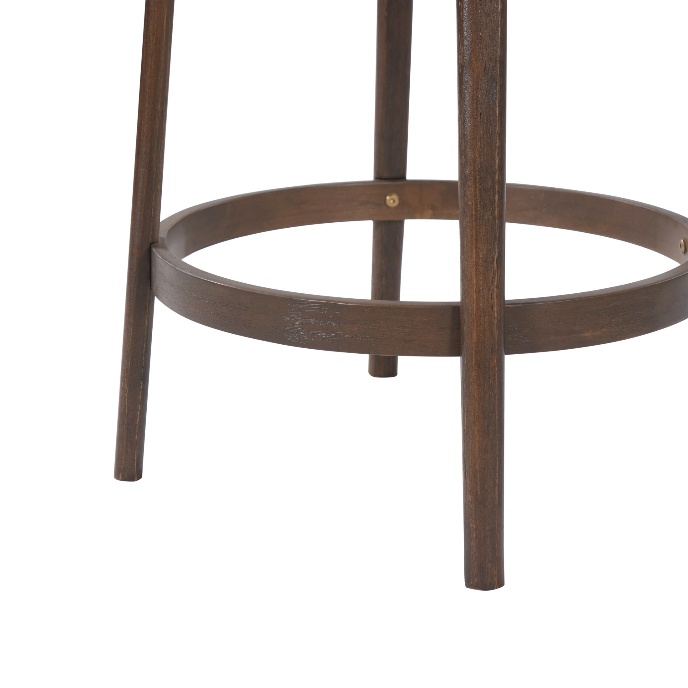 Christopher Knight Home 33"H Wooden Green Upholstered Counter Stools with Round Seat, Walnut Finish, Set of 2
