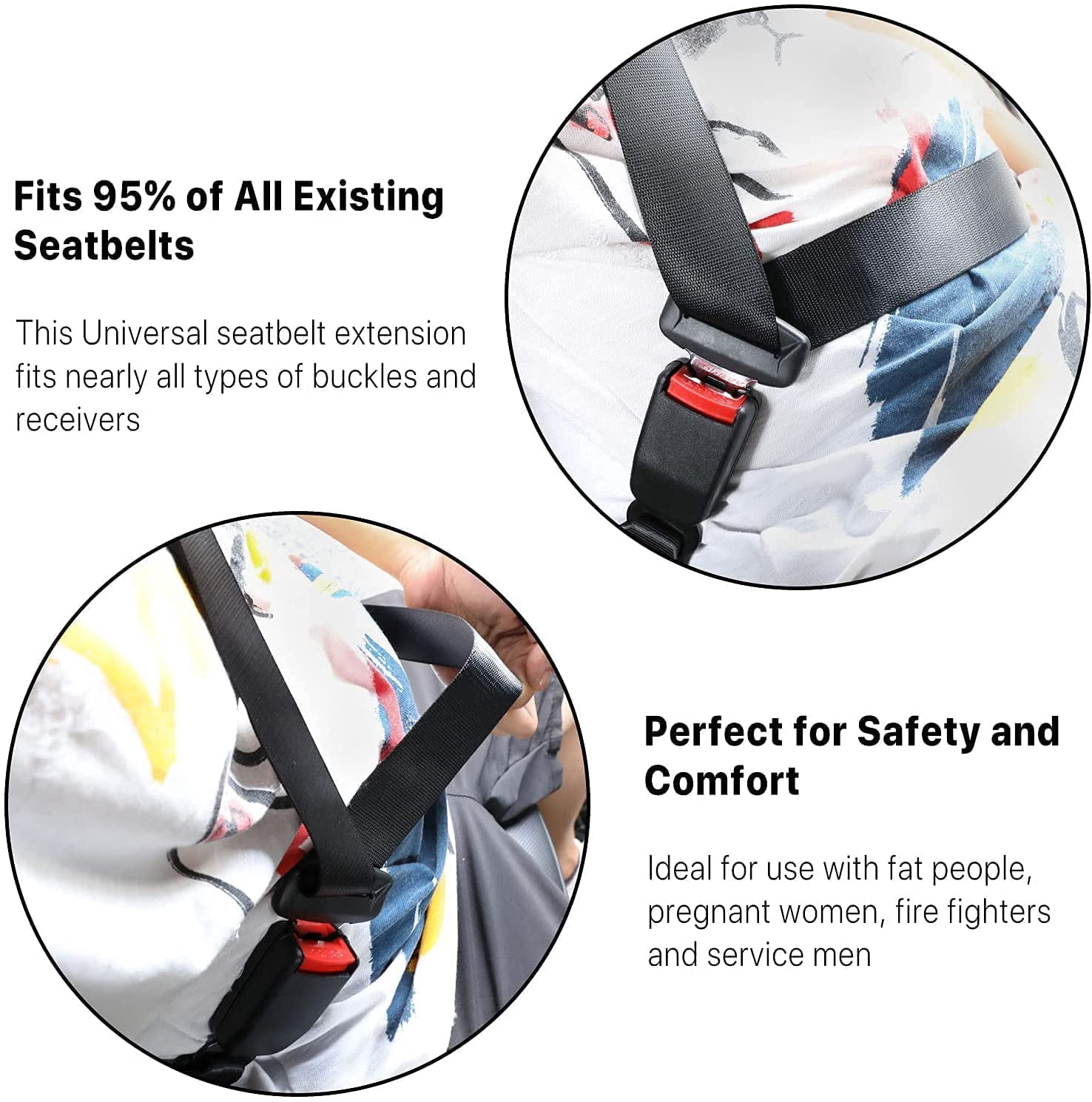 Crazyview 2 PCs Car Safety Belt Extension Belt Seat Belt Extender Comfortable and Convenient for Car Seat