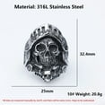 thumbnail image 6 of ZMY Home Knight Helmet Skull Ring | Stainless Steel Gothic Jewelry (11), 6 of 7