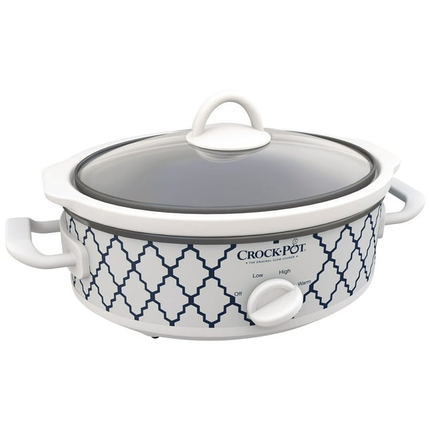 CrockPot 2.5 Quart Casserole Crock Mini Oval Black & White Slow Cooker