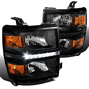 - Spec-D Tuning 2LH-SIV14G-SY Chevy Silverado 1500 Pickup Crystal Smoke Headlights Head Lamps Pair