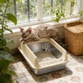 thumbnail image 7 of Stainless Steel Cat Litter Box with High Sides Easy to Clean, Smooth Surface, Rust Resistant, 15.7x11.8x7.8 Inches,Khaki, 7 of 7
