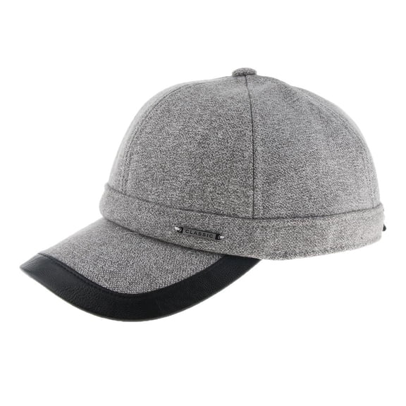 Winter Warm Mens Wool Felt Adjustable Baseball Golf Hat with Ear Flaps Light Gray