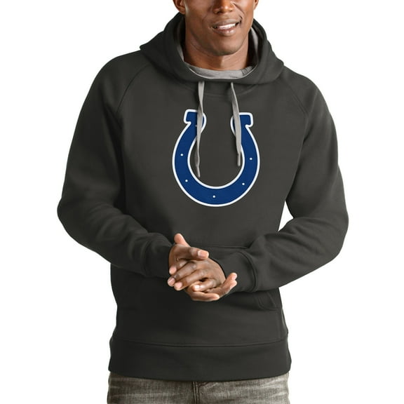 Men's Antigua Charcoal Indianapolis Colts Victory Pullover Hoodie